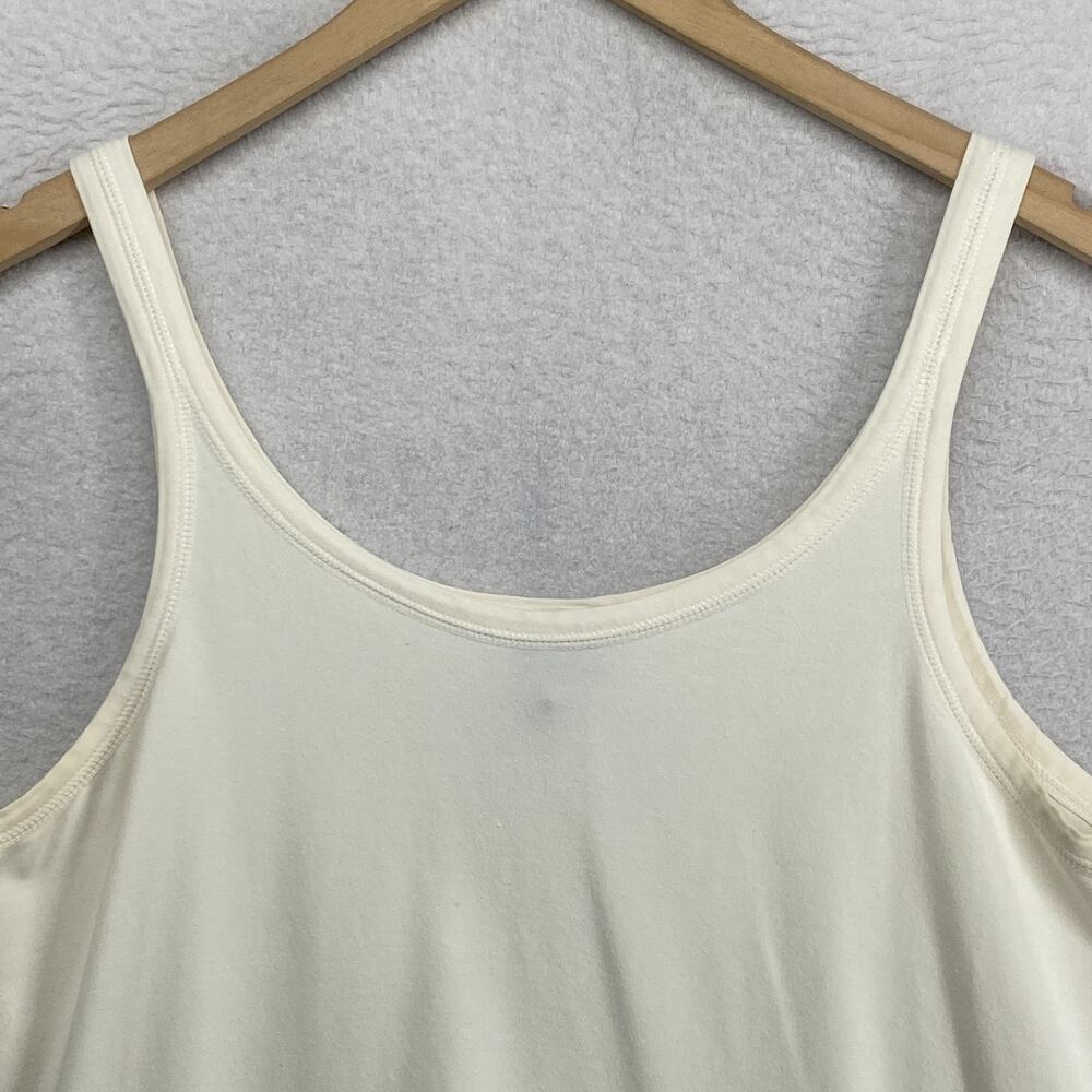 EILEEN FISHER Tank Top L Cotton Stretch Jersey Cami Scoop Neck Off White USA - Picture 3 of 12
